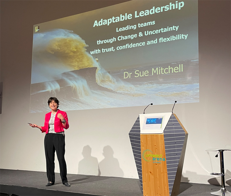 Dr Sue Mitchell delivering a bespoke Adaptable Leadership Keynote